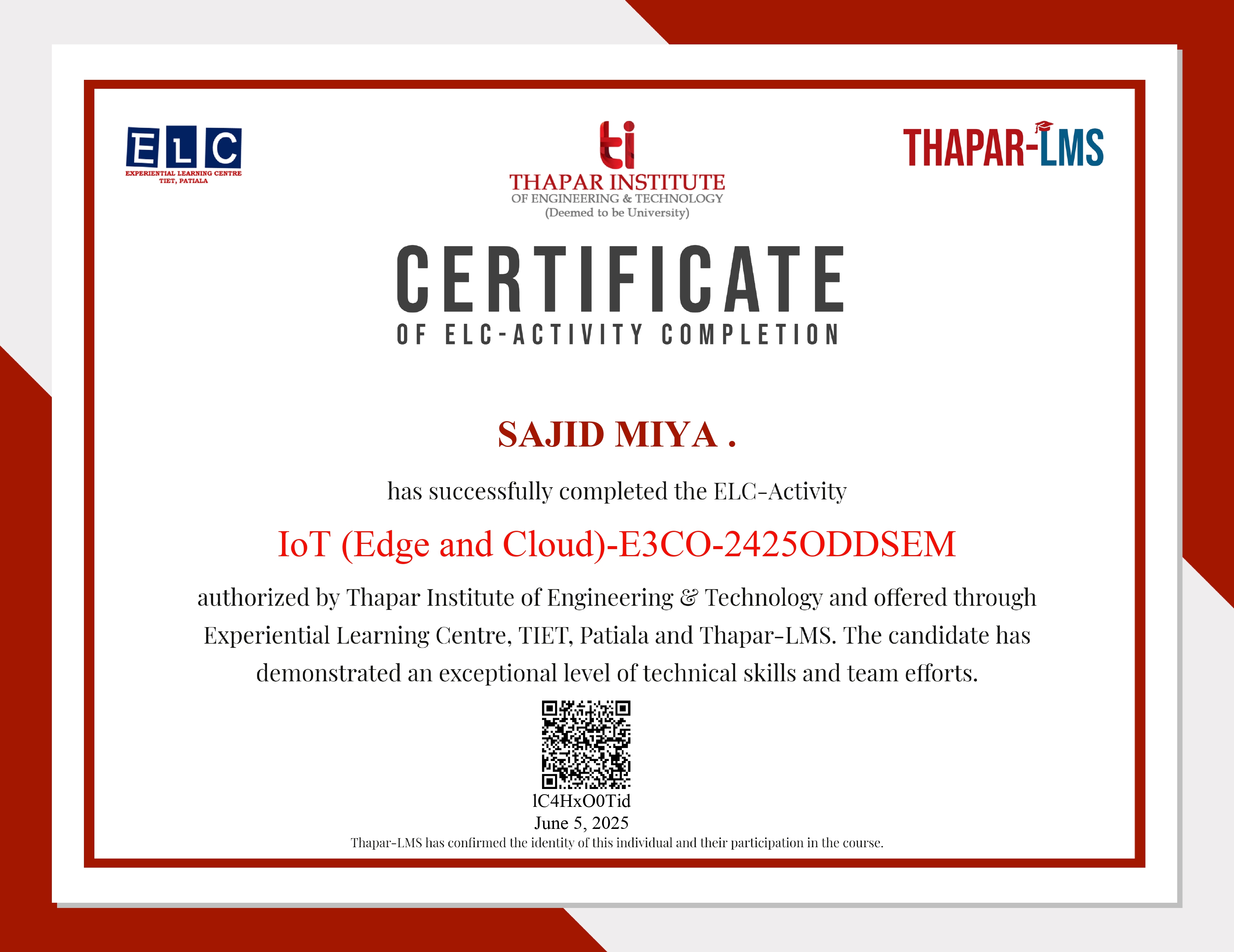 Cloud Certificate